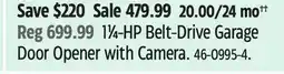 Canadian Tire 1 1⁄4-HP Belt-Drive Garage Door Opener with Camera offer