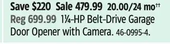Canadian Tire 1 1⁄4-HP Belt-Drive Garage Door Opener with Camera offer