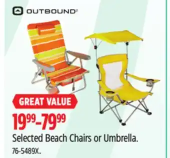 Canadian Tire Outbound Selected Beach Chairs or Umbrella offer
