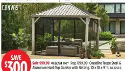 Canadian Tire CANVAS Coastline Taupe Steel & Aluminum Hard-Top Gazebo with netting offer