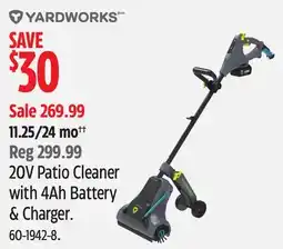 Canadian Tire Yardworks 20V Patio Cleaner with 4Ah Battery & Charger offer