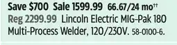 Canadian Tire Lincoln Electric MIG-Pak 180 Multi-Process Welders, 120/230V offer