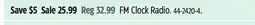 Canadian Tire FM Clock Radio offer