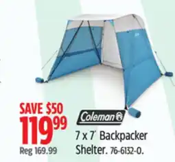 Canadian Tire Coleman 7 x 7´ Backpacker Shelter offer
