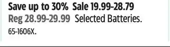Canadian Tire Energizer Selected Batteries offer