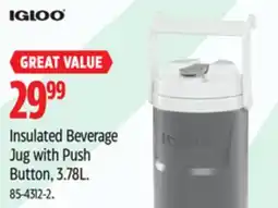 Canadian Tire Insulated Beverage Jug with Push Button, 3.78L offer