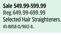 Canadian Tire Selected Hair Straighteners offer
