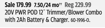 Canadian Tire Mastercraft 20V PWR POD 12 Trimmer offer