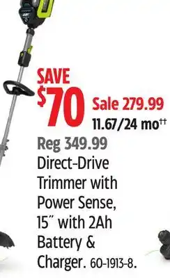 Canadian Tire Direct Drive Trimmer with Power Sense offer
