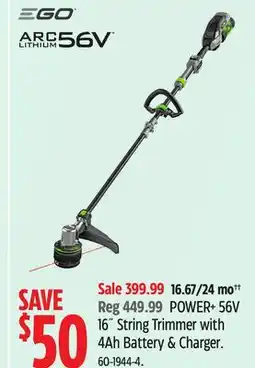 Canadian Tire POWER+ 56V 16 String Trimmer with Battery and Charger offer