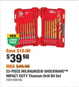 Home Depot 23-PIECE MILWAUKEE SHOCKWAVE IMPACT DUTY Titanium Drill Bit Set offer