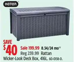 Canadian Tire Keter Wicker-Look Deck Box, 416L offer