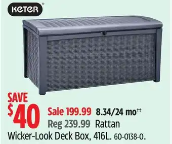 Canadian Tire Keter Wicker-Look Deck Box, 416L offer