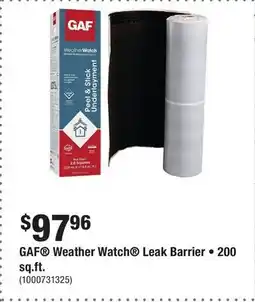 Home Depot GAF Weather Watch Leak Barrier • 200 sq.ft offer