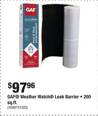 Home Depot GAF Weather Watch Leak Barrier • 200 sq.ft offer