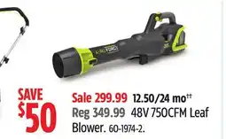 Canadian Tire 48V 750CFM Leaf Blower offer