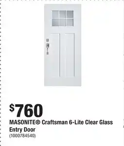 Home Depot MASONITE Craftsman 6-Lite Clear Glass Entry Door offer