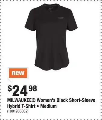 Home Depot MILWAUKEE Women's Black Short-Sleeve Hybrid T-Shirt • Medium offer