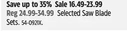 Canadian Tire Mastercraft Selected Saw Blade Sets offer