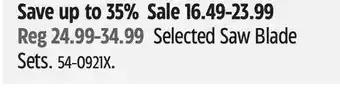 Canadian Tire Mastercraft Selected Saw Blade Sets offer