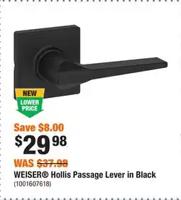 Home Depot WEISER Hollis Passage Lever in Black offer