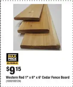 Home Depot Western Red 1 x 6 x 6' Cedar Fence Board offer