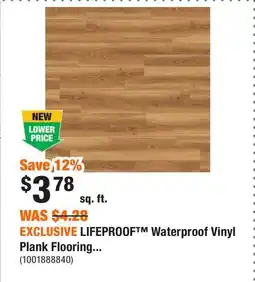 Home Depot EXCLUSIVE LIFEPROOF Waterproof Vinyl Plank Flooring offer