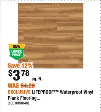 Home Depot EXCLUSIVE LIFEPROOF Waterproof Vinyl Plank Flooring offer