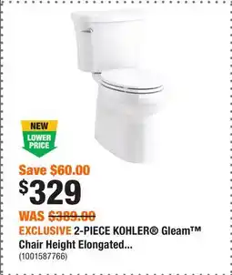 Home Depot EXCLUSIVE 2-PIECE KOHLER Gleam Chair Height Elongated offer