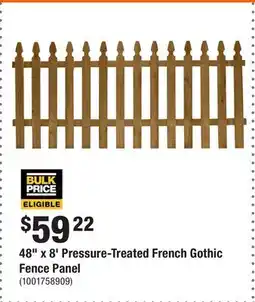 Home Depot 48 x 8' Pressure-Treated French Gothic Fence Panel offer
