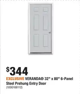 Home Depot EXCLUSIVE VERANDA 32 x 80 6-Panel Steel Prehung Entry Door offer