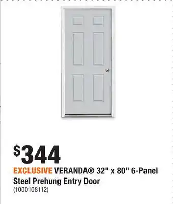 Home Depot EXCLUSIVE VERANDA 32 x 80 6-Panel Steel Prehung Entry Door offer