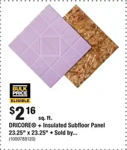 Home Depot DRICORE + Insulated Subfloor Panel 23.25 x 23.25 • Sold by offer