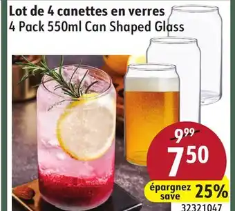 Sushi Shop 4 Pack 550ml Can Shaped Glass offer