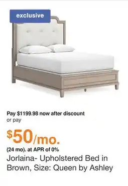 Ashley Furniture Jorlaina- Upholstered Bed in Brown, Size: Queen by Ashley offer