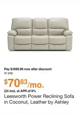 Ashley Furniture Leesworth Power Reclining Sofa in Coconut, Leather by Ashley offer
