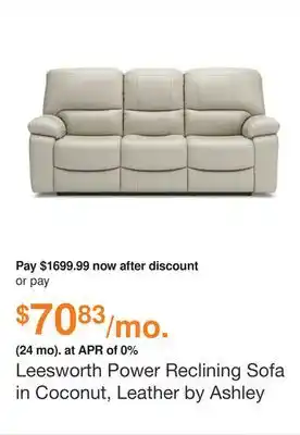 Ashley Furniture Leesworth Power Reclining Sofa in Coconut, Leather by Ashley offer