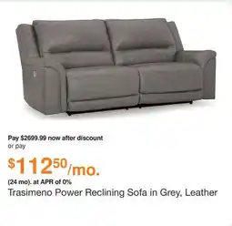 Ashley Furniture Trasimeno Power Reclining Sofa in Grey, Leather by Ashley offer