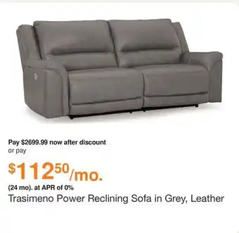Ashley Furniture Trasimeno Power Reclining Sofa in Grey, Leather by Ashley offer