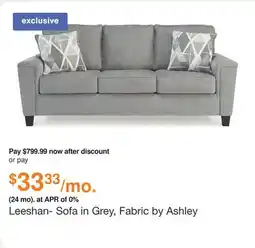 Ashley Furniture Leeshan- Sofa in Grey, Fabric by Ashley offer