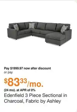 Ashley Furniture Edenfield 3 Piece Sectional in Charcoal, Fabric by Ashley offer
