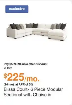 Ashley Furniture Elissa Court- 6 Piece Modular Sectional with Chaise in Vanilla, Performance Fabric by Ashley offer