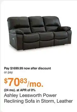 Ashley Furniture Ashley Leesworth Power Reclining Sofa in Storm, Leather offer