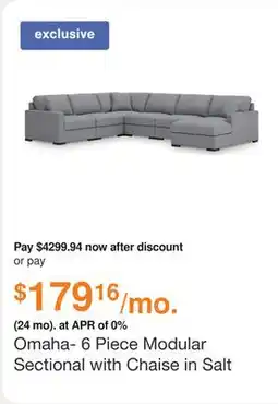 Ashley Furniture Omaha- 6 Piece Modular Sectional with Chaise in Salt and Pepper, Performance Fabric by Ashley offer