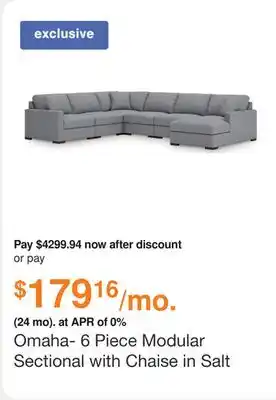 Ashley Furniture Omaha- 6 Piece Modular Sectional with Chaise in Salt and Pepper, Performance Fabric by Ashley offer