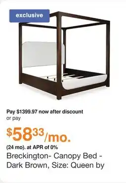 Ashley Furniture Breckington- Canopy Bed - Dark Brown, Size: Queen by Ashley offer