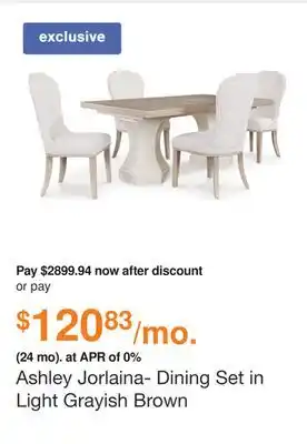 Ashley Furniture Ashley Jorlaina- Dining Set in Light Grayish Brown offer