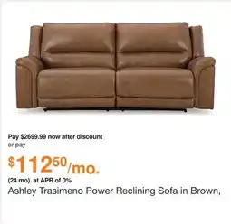 Ashley Furniture Ashley Trasimeno Power Reclining Sofa in Brown, Leather offer