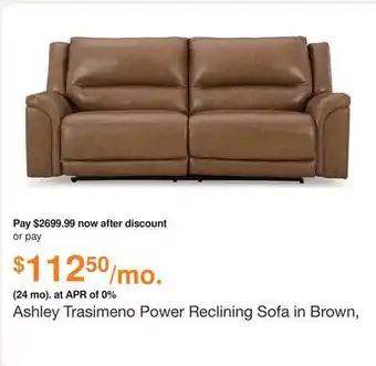 Ashley Furniture Ashley Trasimeno Power Reclining Sofa in Brown, Leather offer