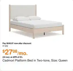 Ashley Furniture Cadmori Platform Bed in Two-tone, Size: Queen by Ashley offer